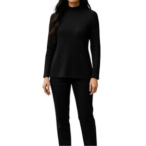 Nicole Summers Merino Wool Sweater Women Size L Black Ribbed Long Sleeve Vtg